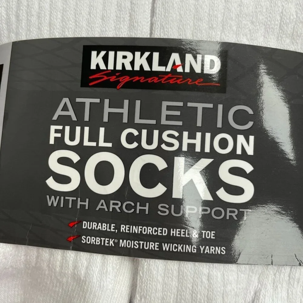 Kirkland Signature Men's Sizes 8-12 8 Pairs Athletic Full Cushion Socks M0423
